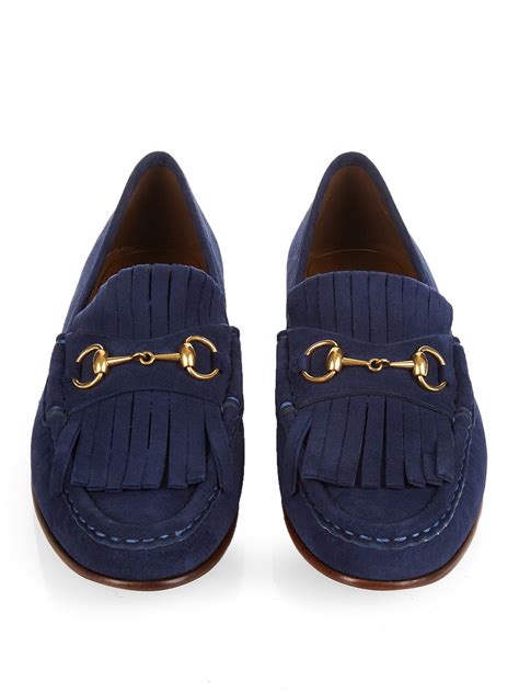 navy suede tiger gucci loafer|Gucci wedge loafers.